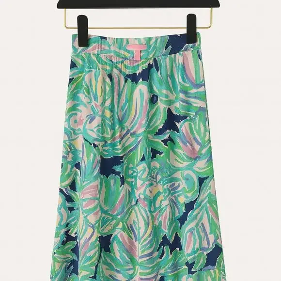 Lilly Pulitzer Green and Pink Leaf A-Line Skirt - Picture 5 of 5
